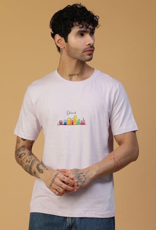 Text Graphic Orlando Regular Fit Printed T-Shirt Lavender