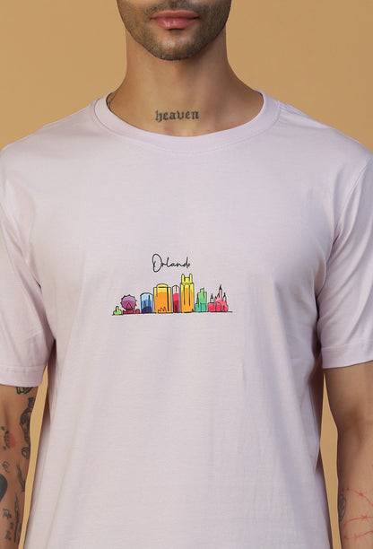 Text Graphic Orlando Regular Fit Printed T-Shirt Lavender