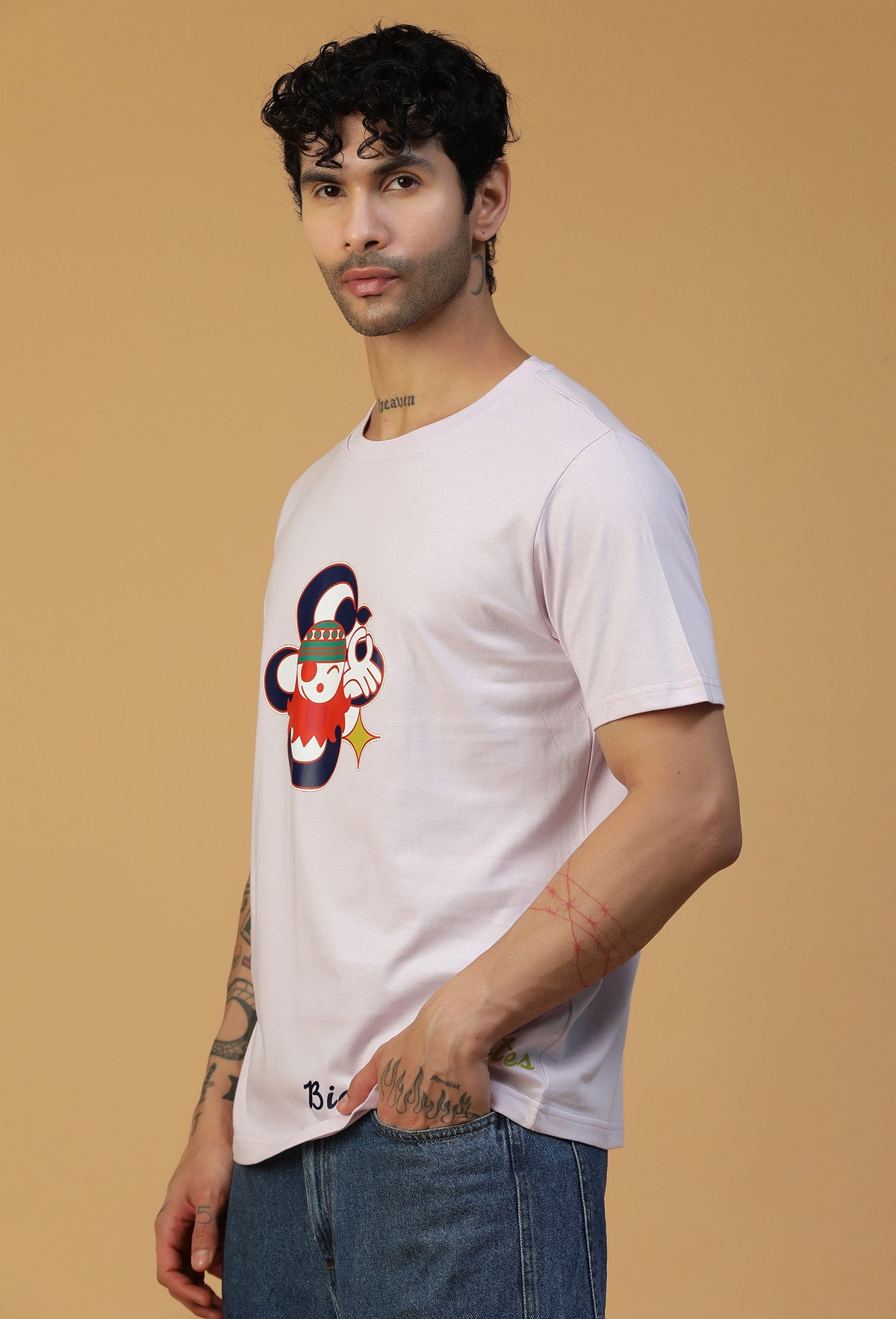 Regular Fit One piece Anime Crew Symbol Lavender T-Shirt.