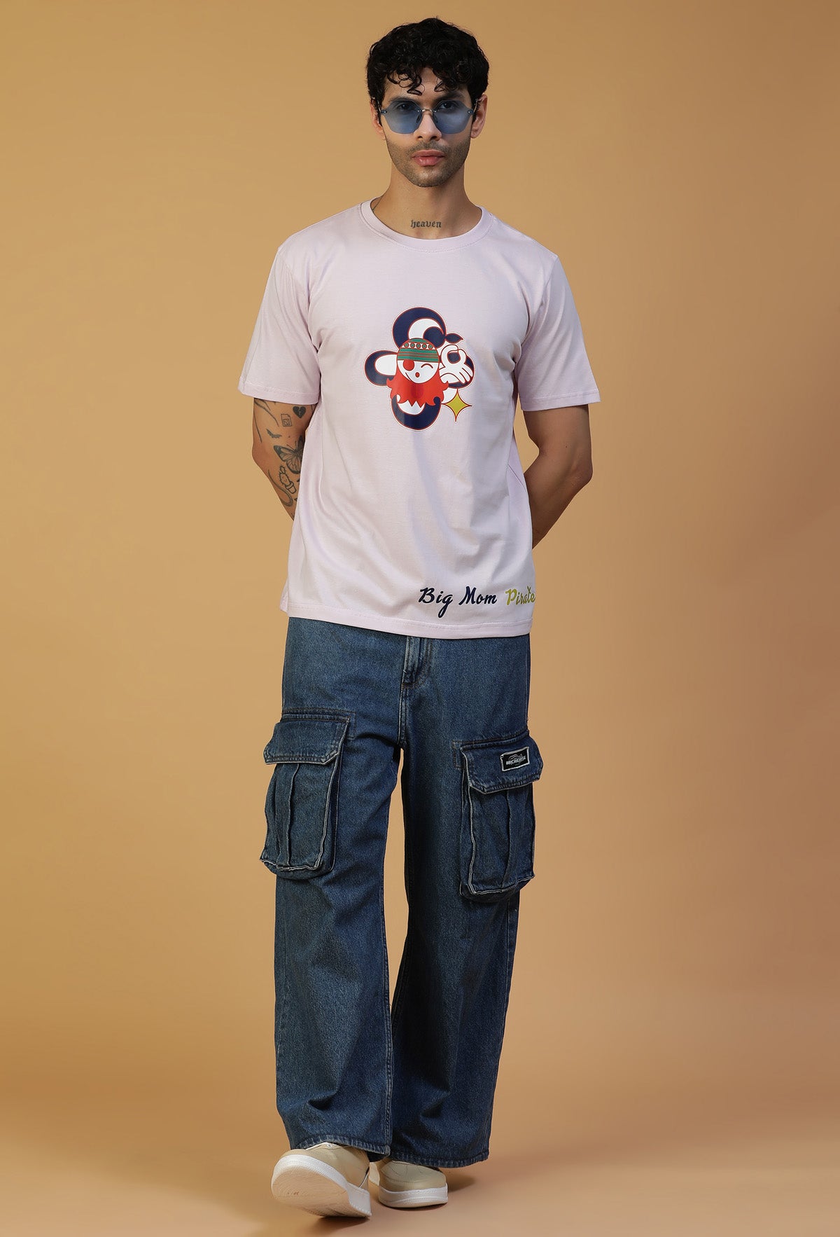 Regular Fit One piece Anime Crew Symbol Lavender T-Shirt.