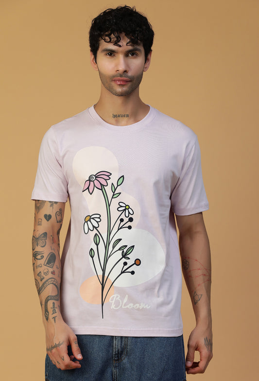 Regular Fit Unique Floral Lavender T-Shirt