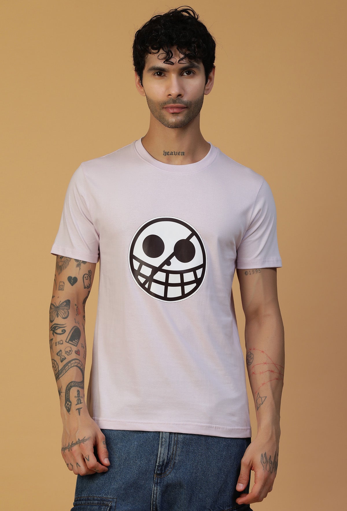 Regular Fit One piece Pirate Crew Symbol Lavender T-Shirt.
