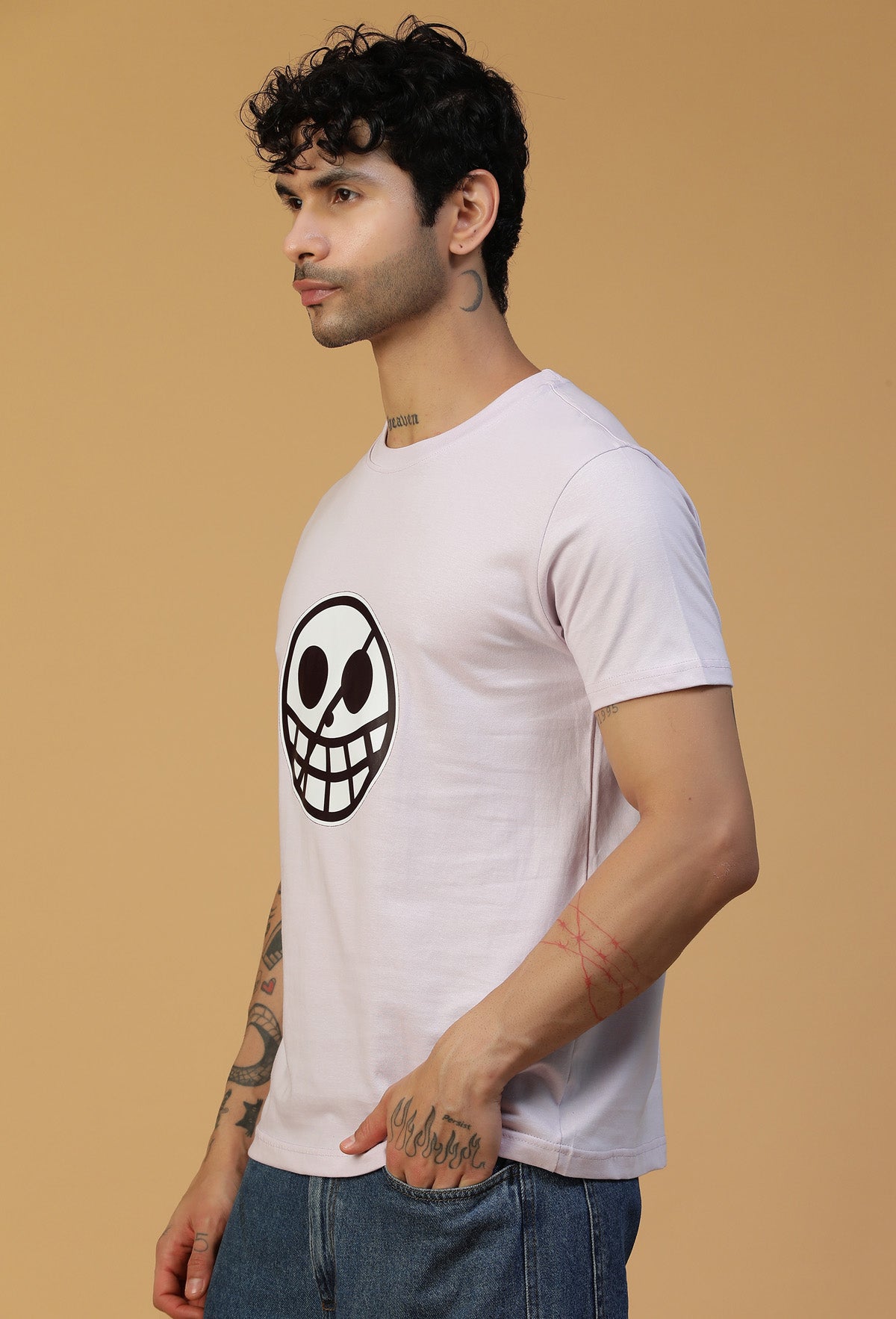 Regular Fit One piece Pirate Crew Symbol Lavender T-Shirt.