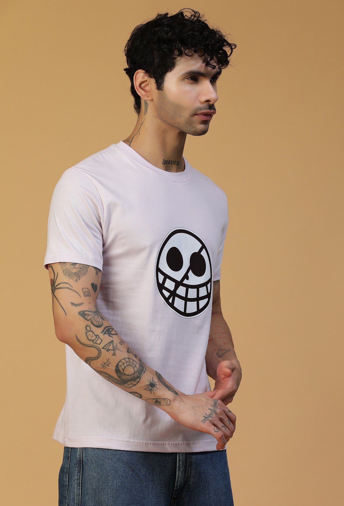 Regular Fit One piece Pirate Crew Symbol Lavender T-Shirt.