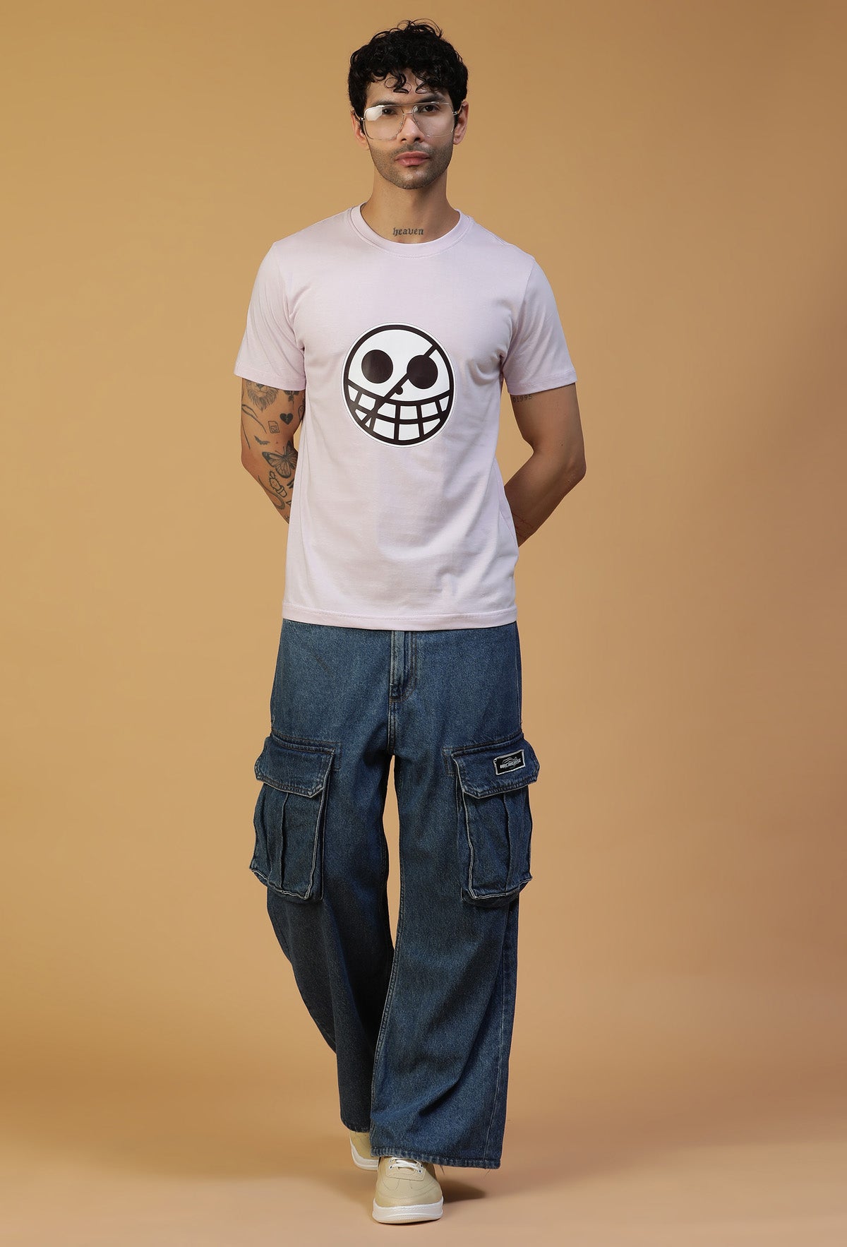 Regular Fit One piece Pirate Crew Symbol Lavender T-Shirt.