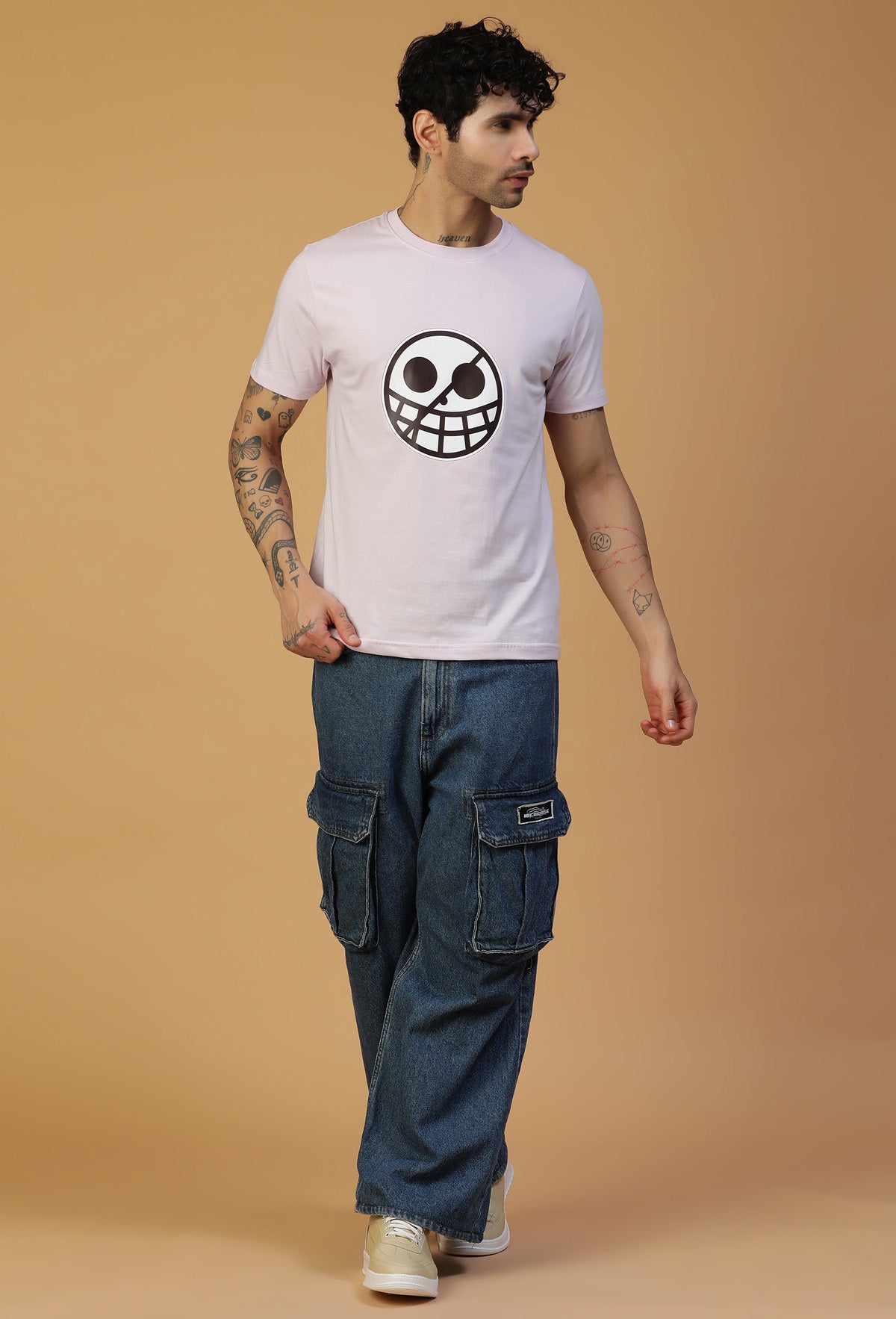 Regular Fit One piece Pirate Crew Symbol Lavender T-Shirt.
