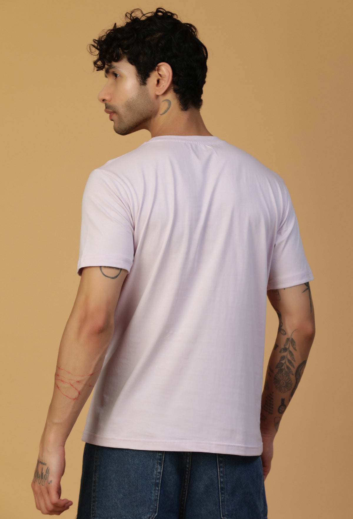 Regular Fit Coffee Typography Design Lavender T-Shirt.