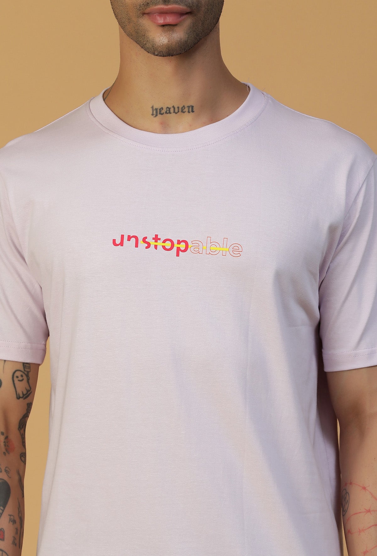 Regular Fit Unstoppable Graphic Printed T-Shirt Lavender.