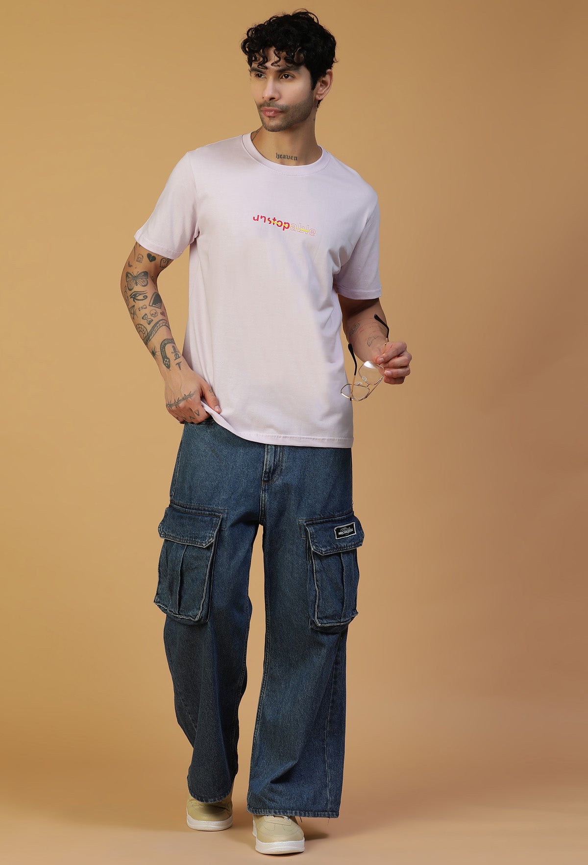 Regular Fit Unstoppable Graphic Printed T-Shirt Lavender.