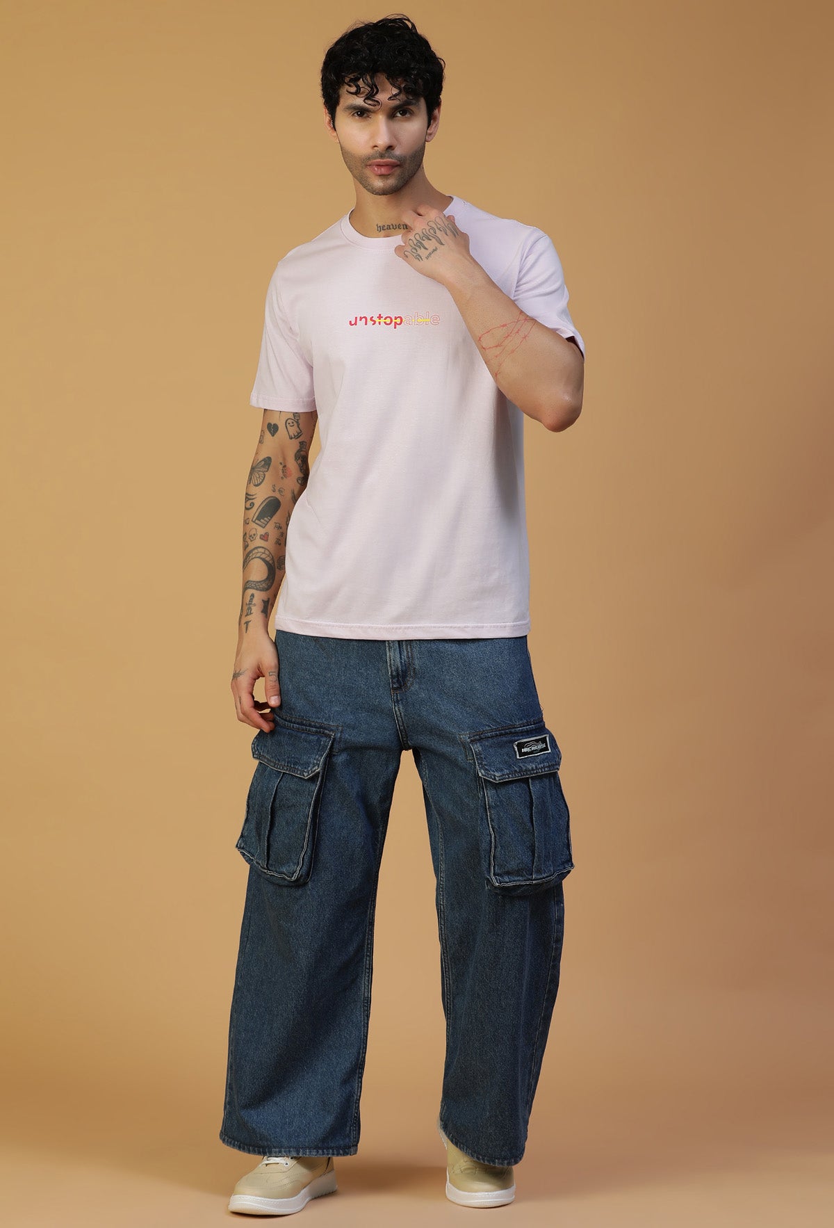 Regular Fit Unstoppable Graphic Printed T-Shirt Lavender.