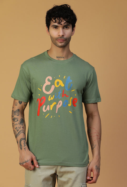 Text Design Printed Regular Fit Printed T-Shirt Olive