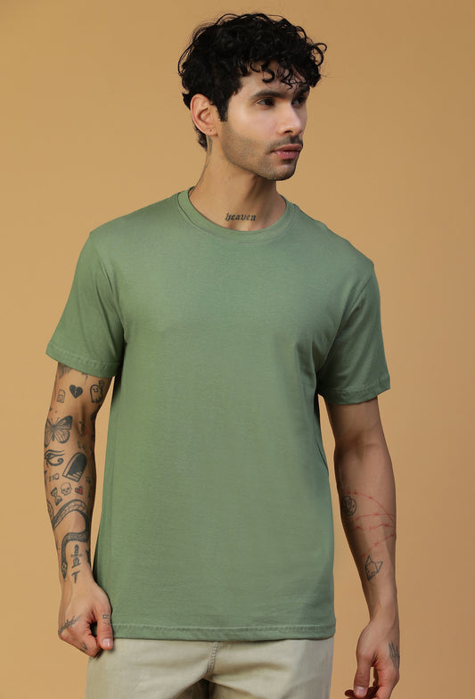 Solid Olive Regular Fit Premium T-Shirt
