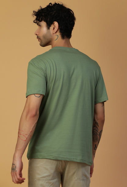 Big Classic Eagle Design Printed Olive Regular Fit T-Shirt