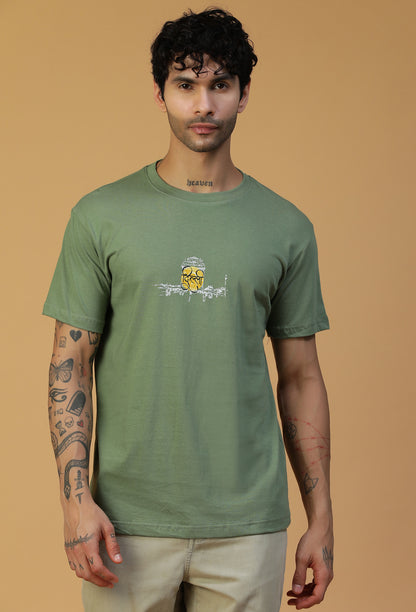 Regular Fit Classic Delhi Graphic Printed T-Shirt Olive