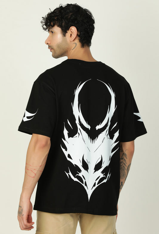 Venom Printed Pure Cotton Oversized T-shirt Black
