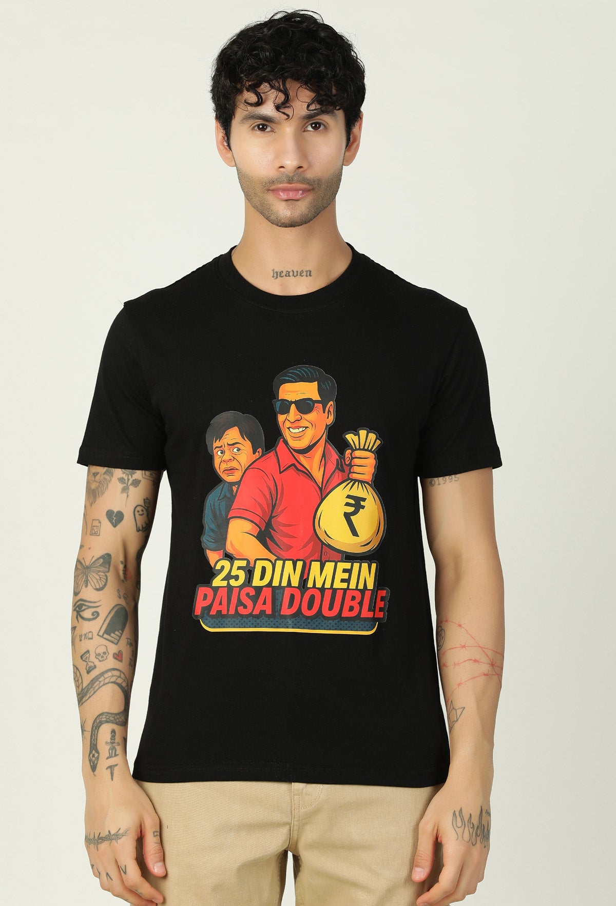 Hera Feri Design Regular Fit Printed T-Shirt Black.