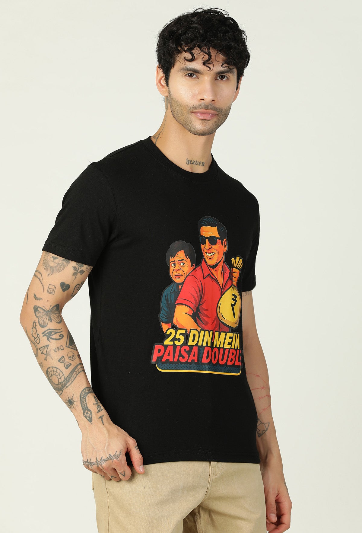 Hera Feri Design Regular Fit Printed T-Shirt Black.