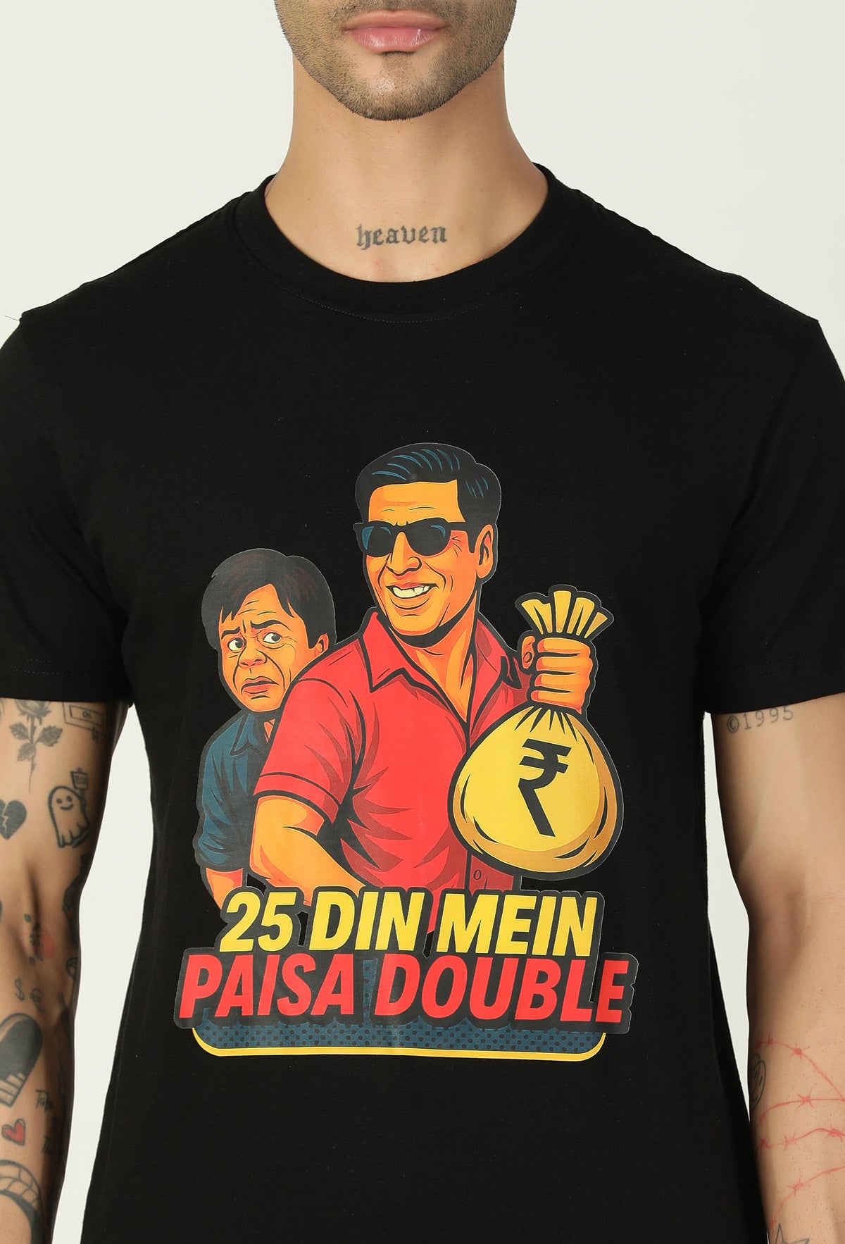 Hera Feri Design Regular Fit Printed T-Shirt Black.