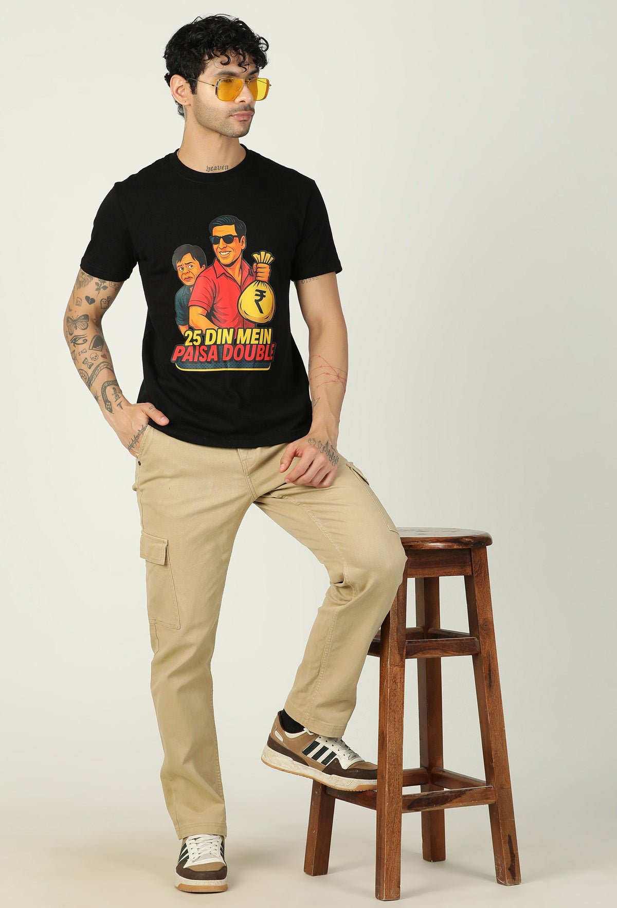 Hera Feri Design Regular Fit Printed T-Shirt Black.