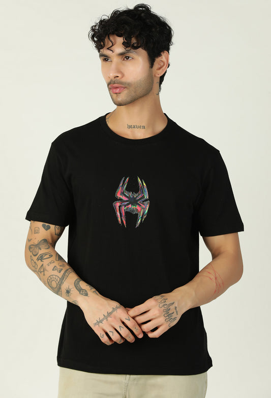 Spider Symbol Regular Fit Printed T-Shirt Black