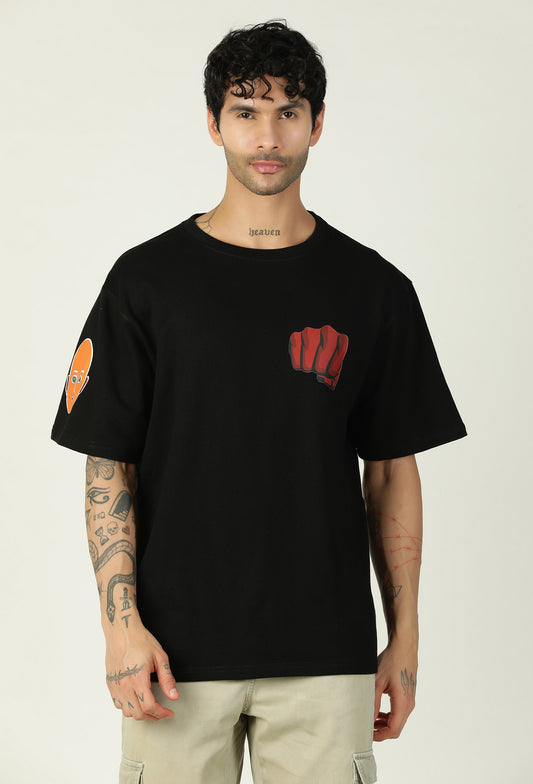 One Punch Man Pure Cotton Oversized T-shirt Black