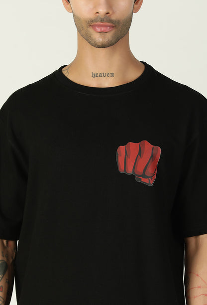 One Punch Man Pure Cotton Oversized T-shirt Black