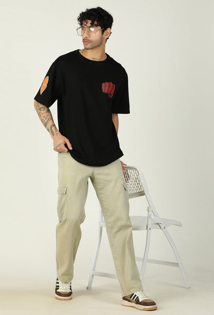 One Punch Man Pure Cotton Oversized T-shirt Black