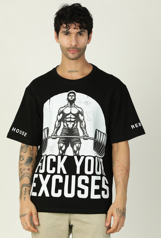 MAD Printed Premium Pure Cotton Oversized Black T-shirt