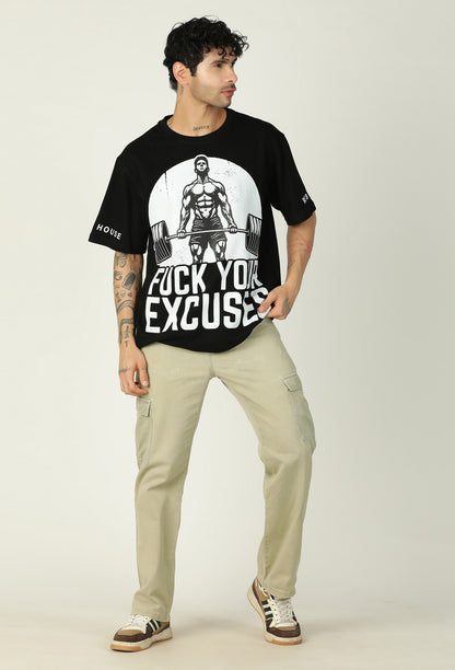 MAD Printed Premium Pure Cotton Oversized Black T-shirt