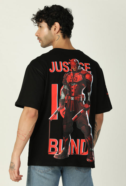 Daredevil Premium Printed Pure Cotton Drop-Shoulder Sleeves Black Oversized T-shirt