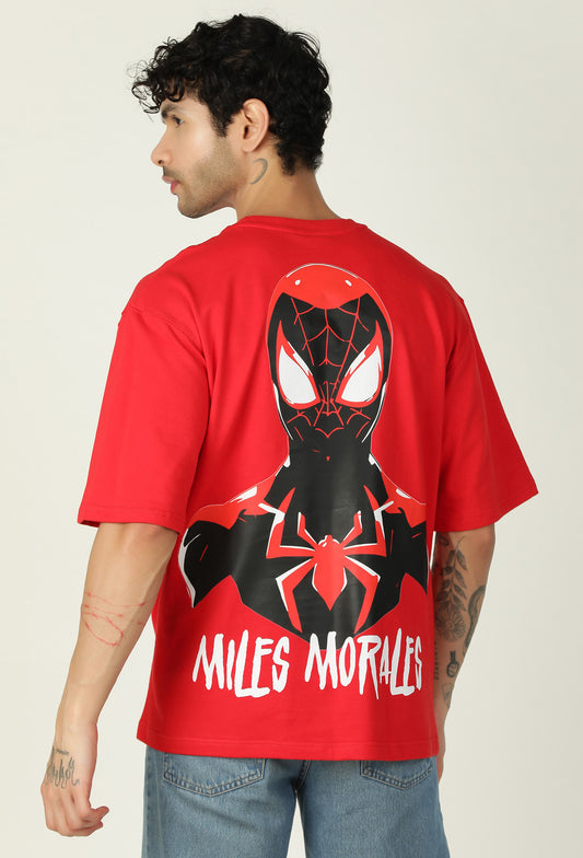 Spider Printed Pure Cotton Oversized T-shirt Red