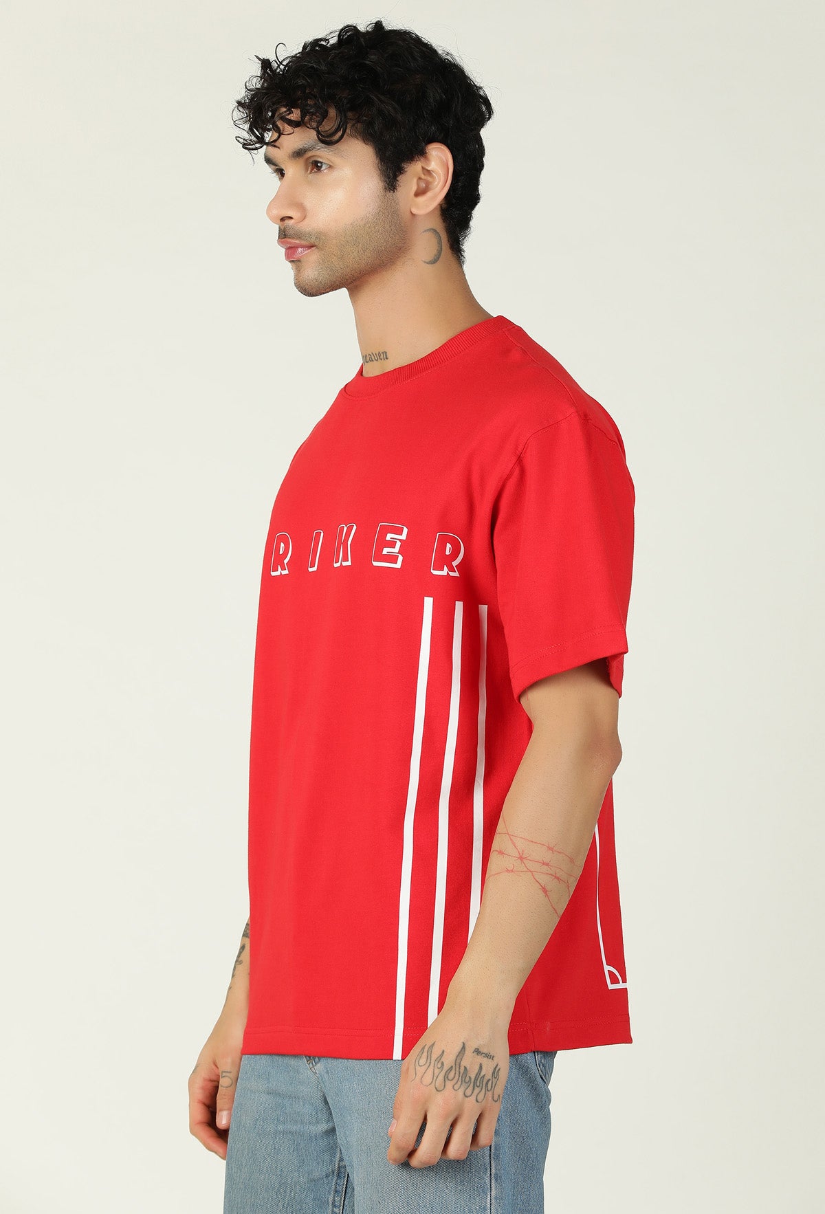Striker Design Red Pure Cotton Oversized T-shirt.