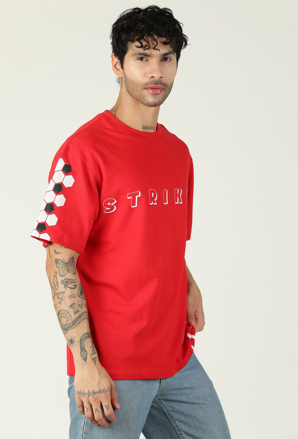 Striker Design Red Pure Cotton Oversized T-shirt.