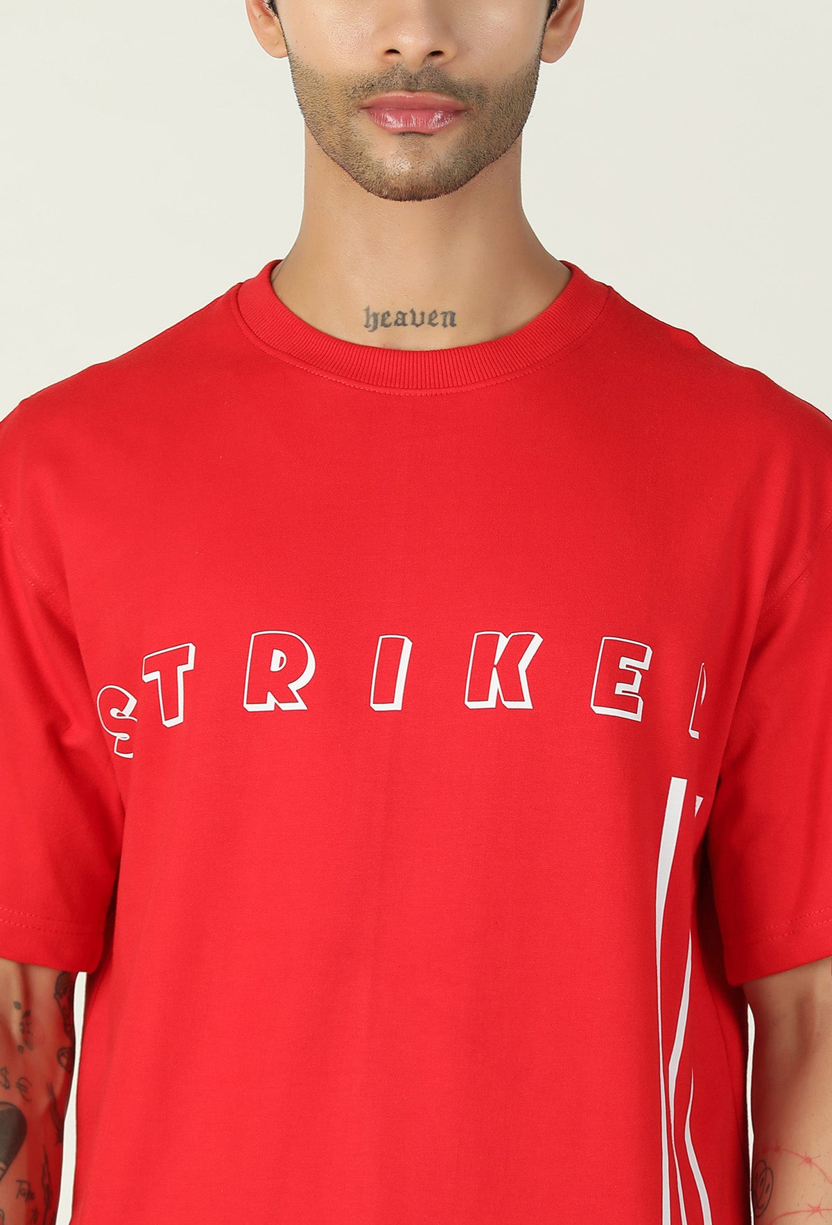 Striker Design Red Pure Cotton Oversized T-shirt.