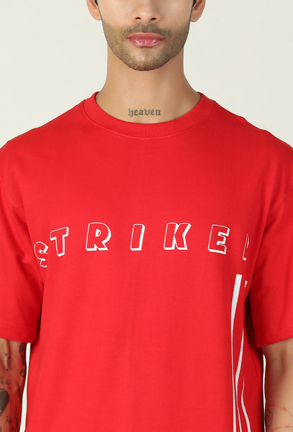 Striker Design Red Pure Cotton Oversized T-shirt