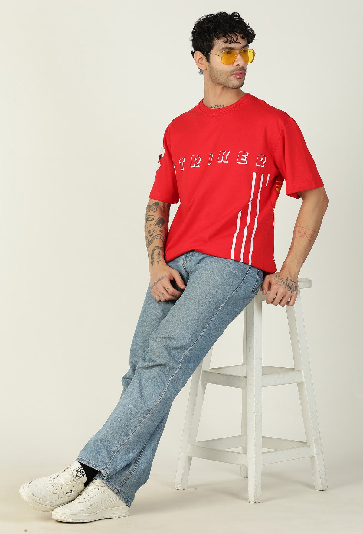 Striker Design Red Pure Cotton Oversized T-shirt.