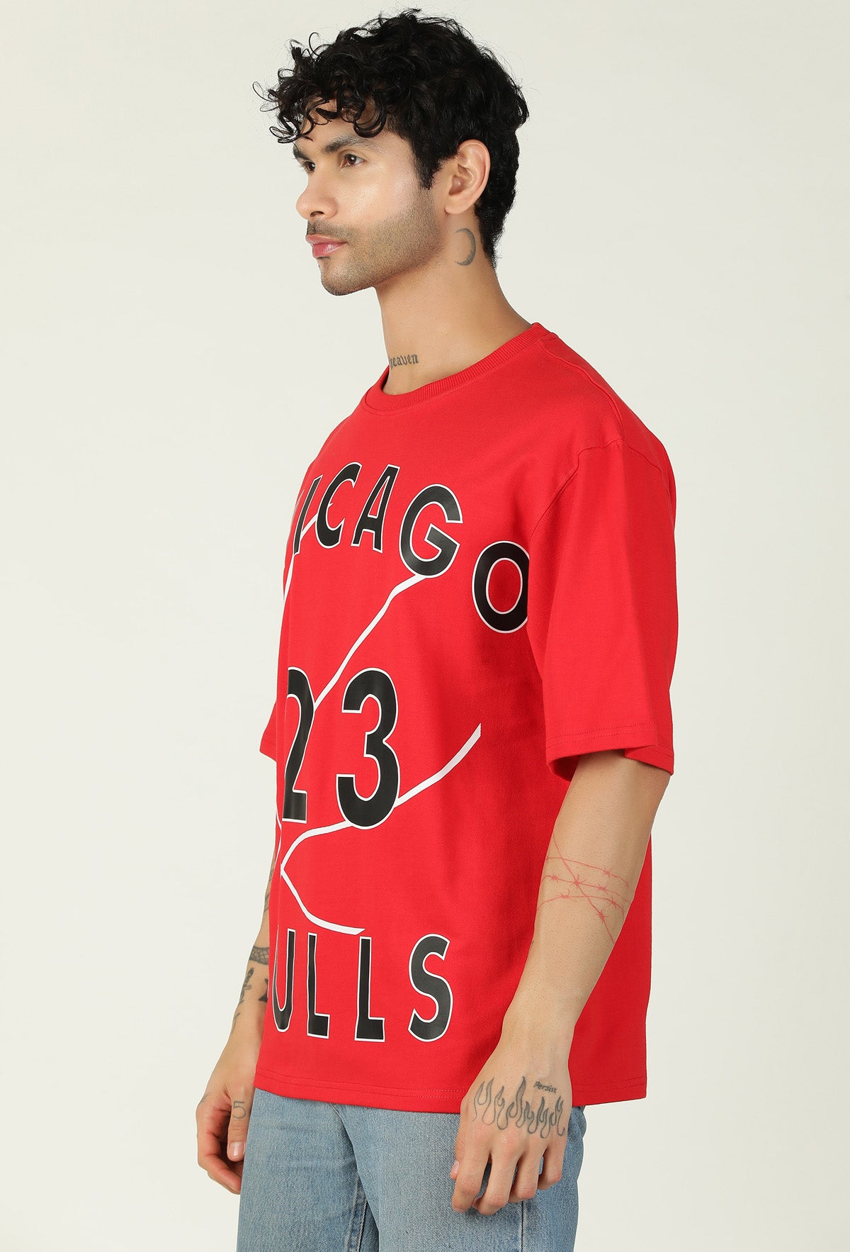 Chicago Bulls 23 Premium Design Red Pure Cotton Oversized T-shirt.