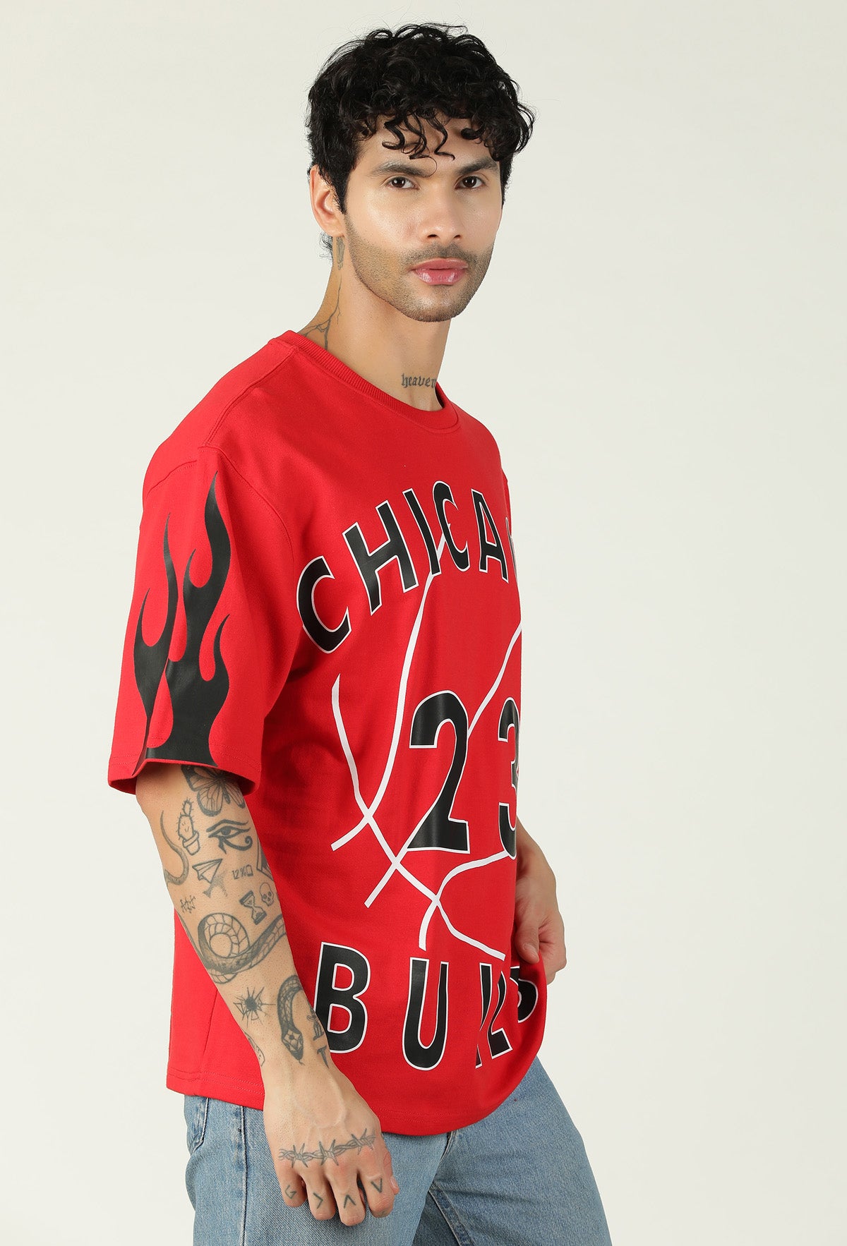 Chicago Bulls 23 Premium Design Red Pure Cotton Oversized T-shirt.