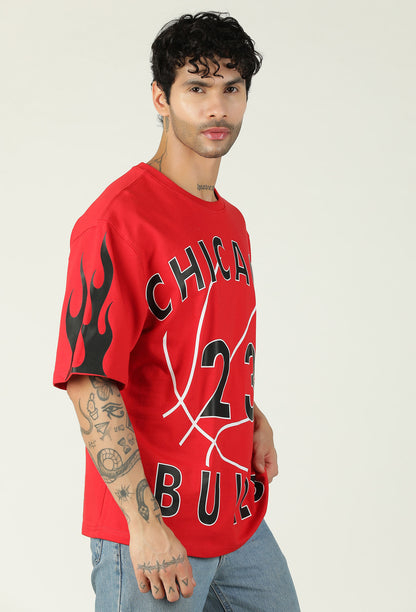 Chicago Bulls 23 Premium Design Red Pure Cotton Oversized T-shirt