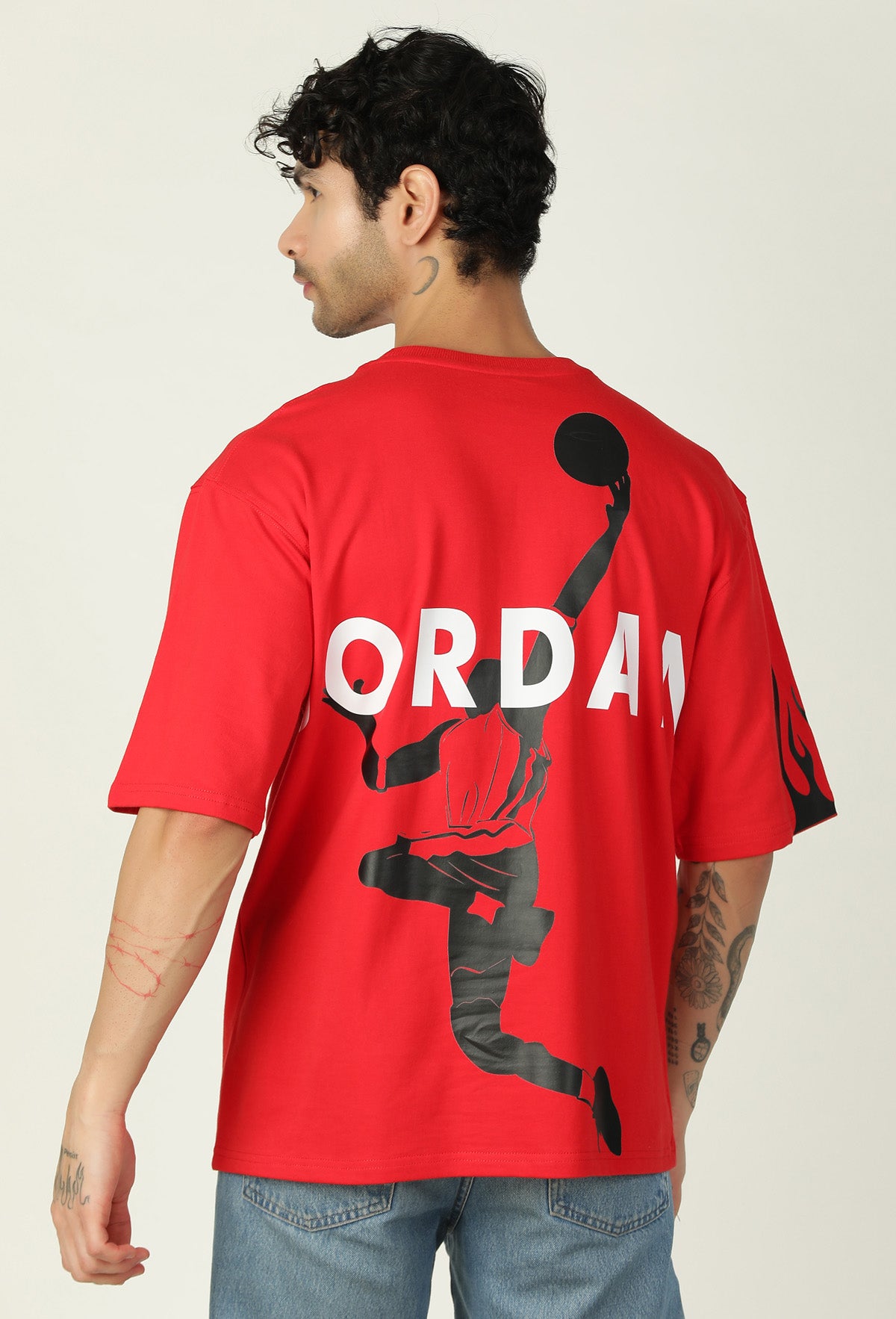 Chicago Bulls 23 Premium Design Red Pure Cotton Oversized T-shirt.