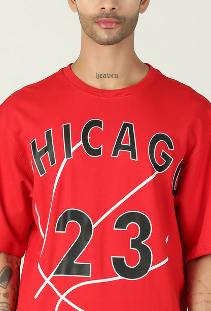 Chicago Bulls 23 Premium Design Red Pure Cotton Oversized T-shirt