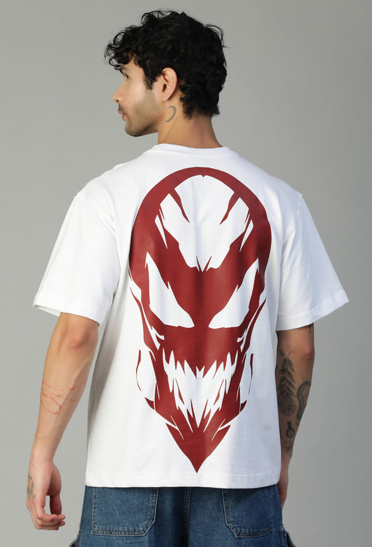 Carnage Premium Pure Cotton Drop-Shoulder Sleeves Oversized T-shirt White
