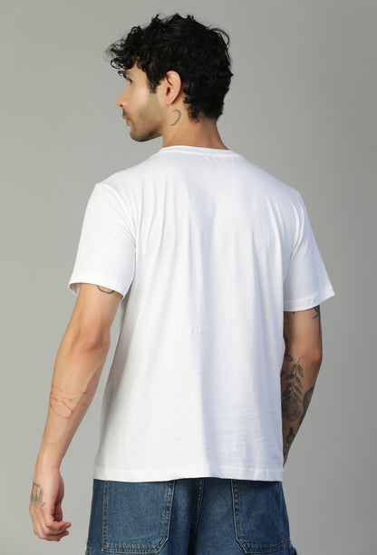 Regular Fit Cute Dog Design Printed T-Shirt White