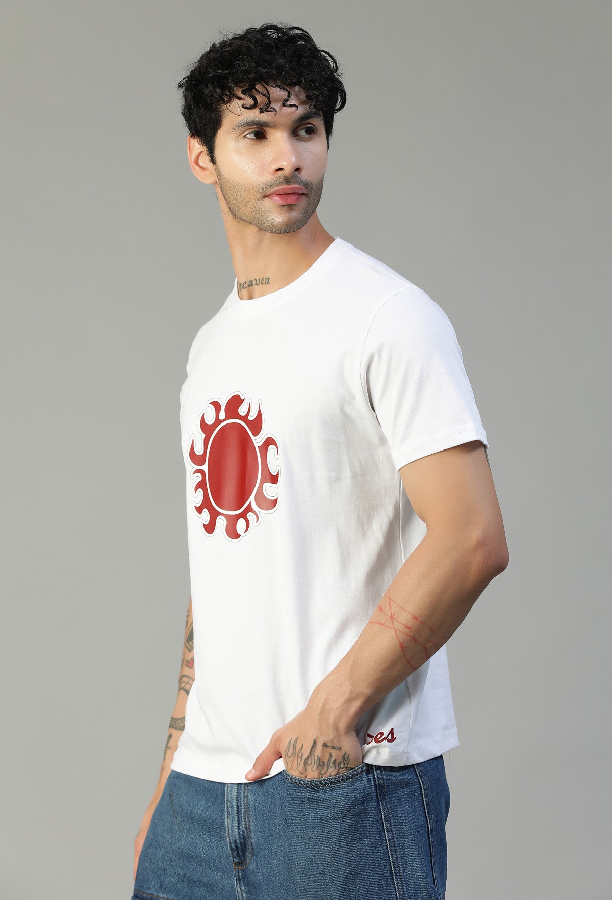 One Piece Sun Pirate Symbol Printed on White Regular Fit T-Shirt.