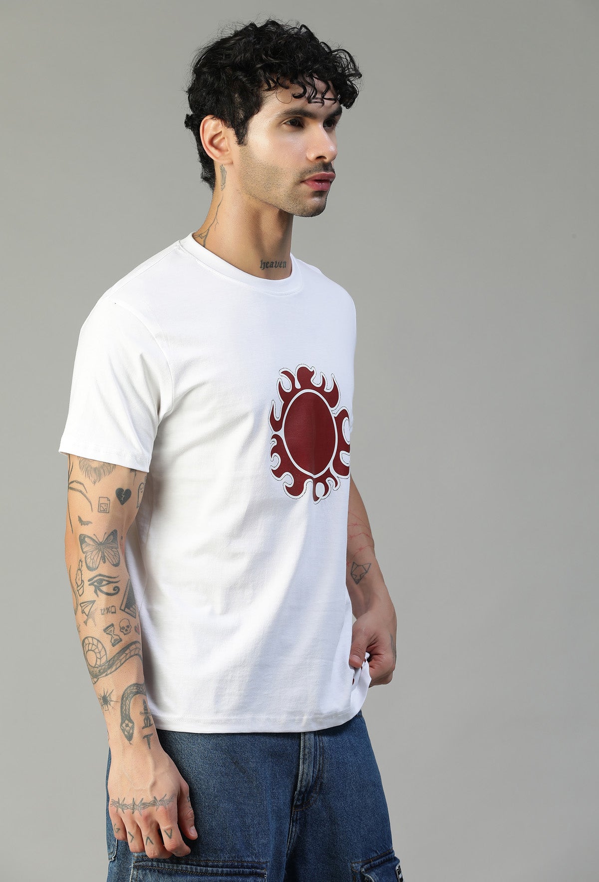 One Piece Sun Pirate Symbol Printed on White Regular Fit T-Shirt.