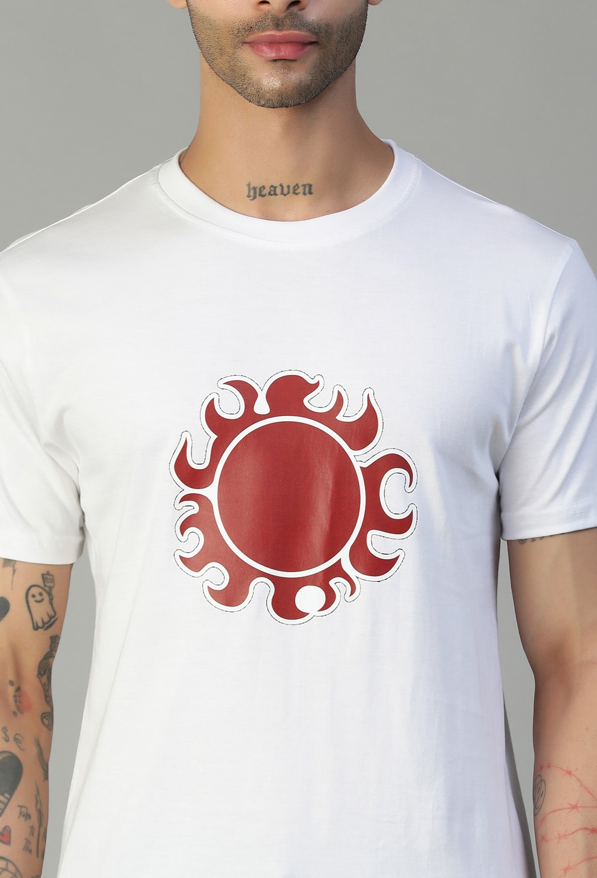 One Piece Sun Pirate Symbol Printed on White Regular Fit T-Shirt.