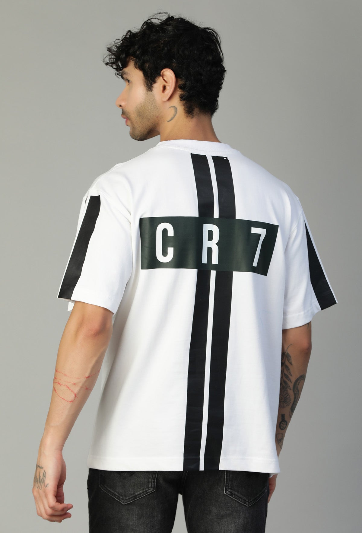 Forever 7 Premium Design White Pure Cotton Oversized T-shirt.