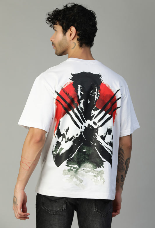 Wolverine Printed Pure Cotton Oversized T-shirt White