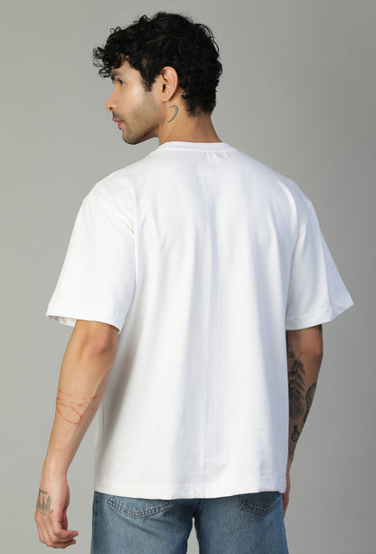 Floral Printed White Pure Cotton Oversized T-shirt