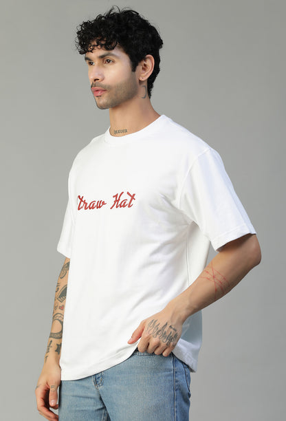 Printed Premium One piece Pure Cotton Oversized White T-shirt